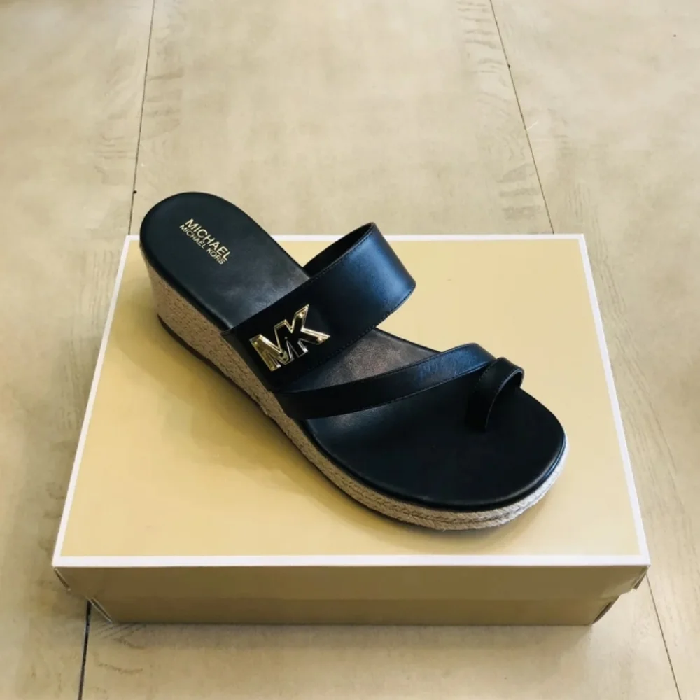 Michael Kors Sidney Espadrille Wedge Sandals Black Size US 10 M - Picture 11 of 12